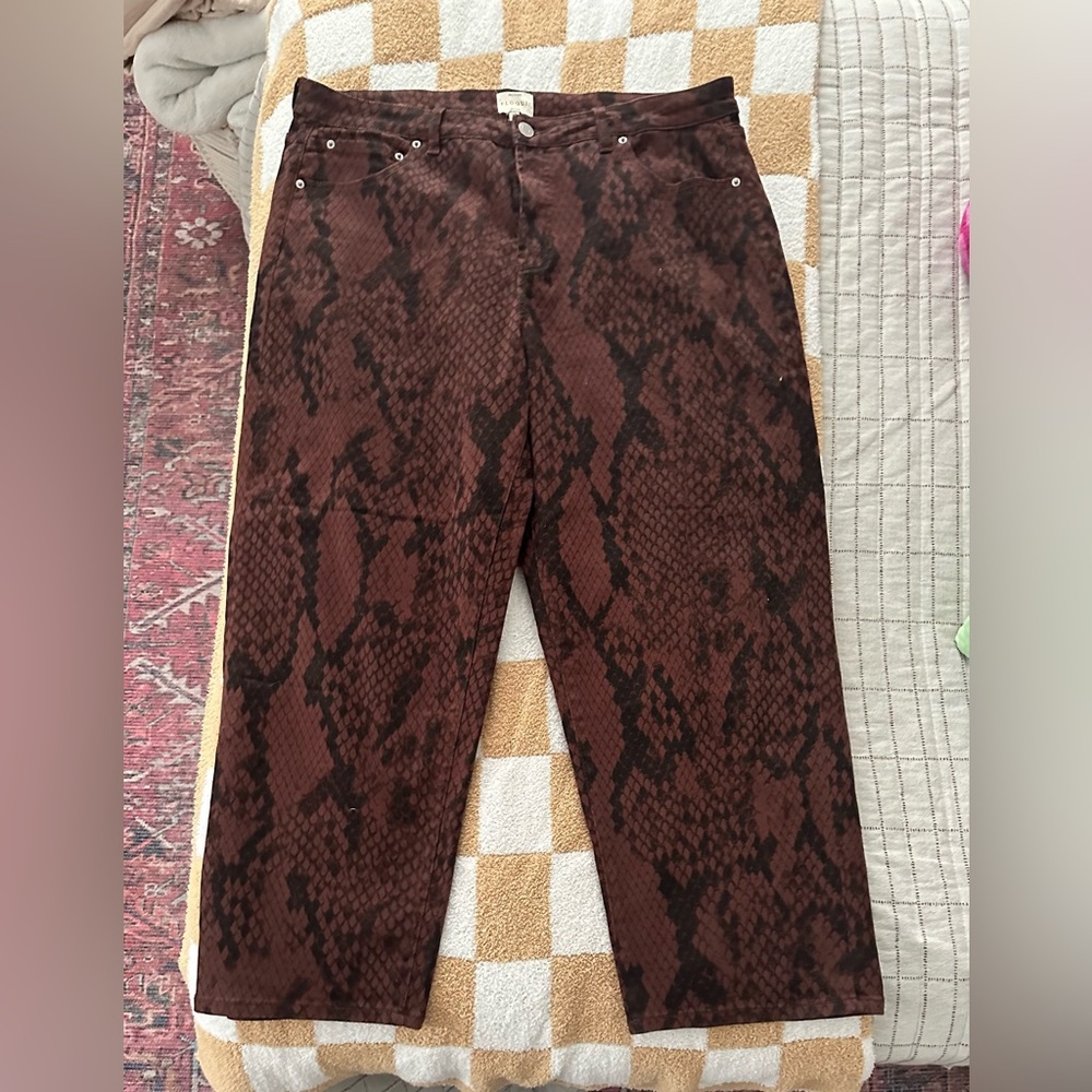 Eloquii Snake-Print Relaxed Leg Jean